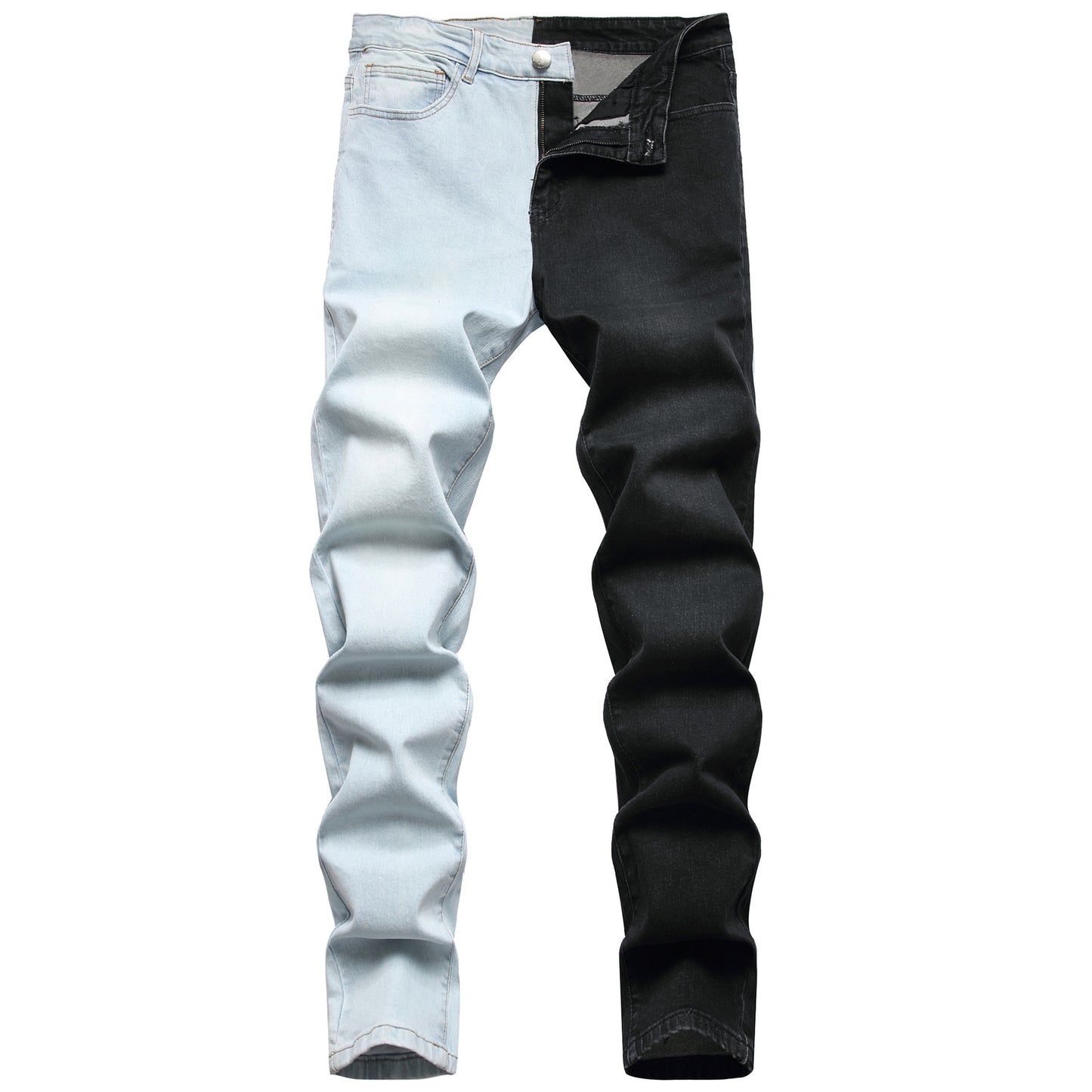 Fashion Stitching Men's Two-color Trend Stretch Jeans For Men