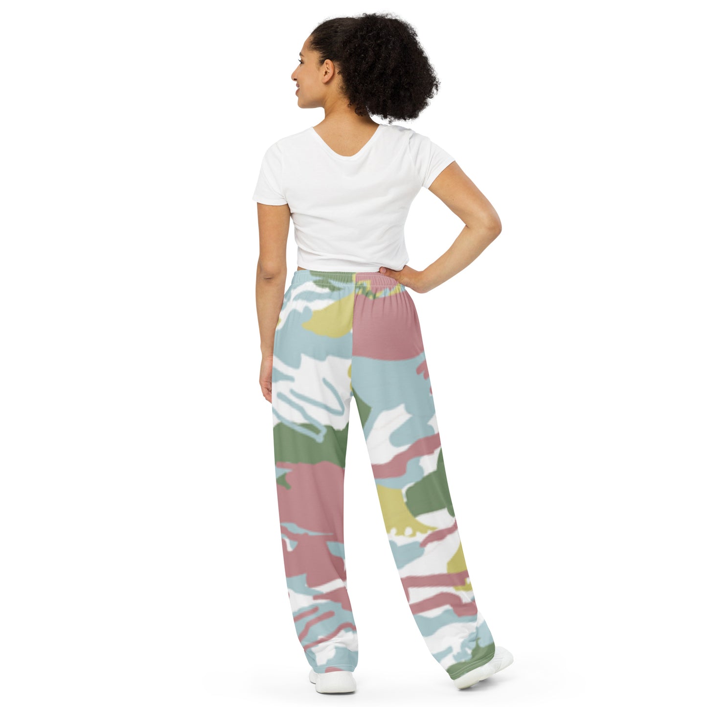 Pink Camo unisex wide-leg pants