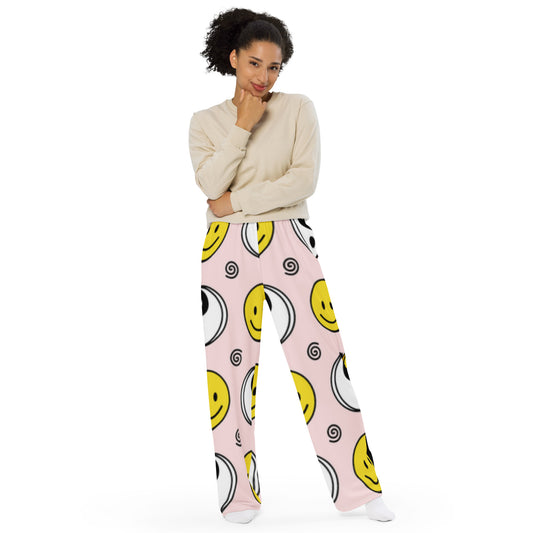 Ying/Yang Smiles unisex wide-leg pants