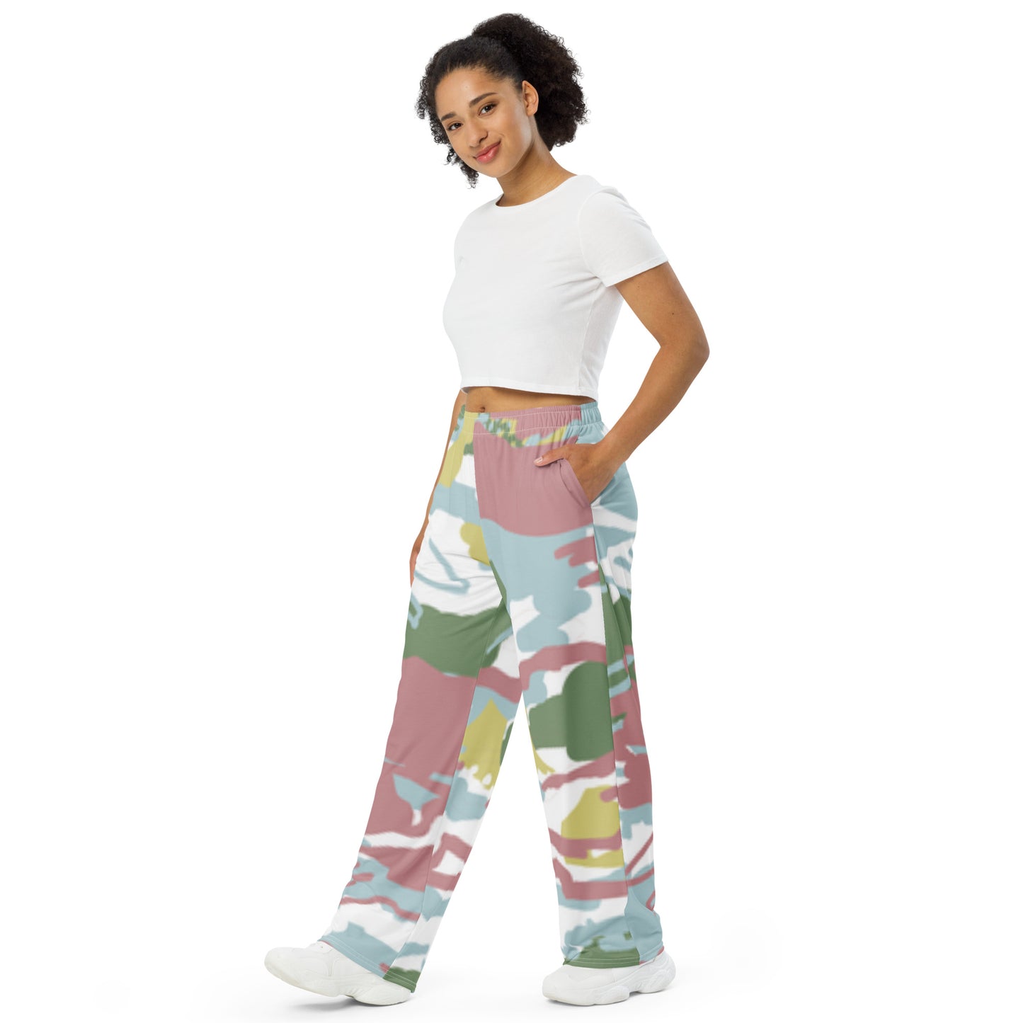 Pink Camo unisex wide-leg pants