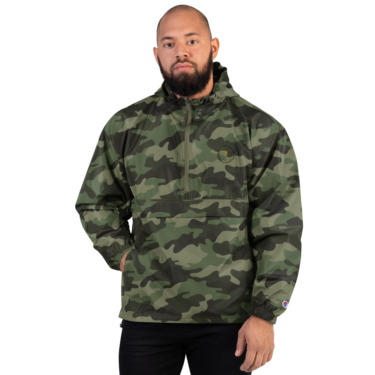 Freeman Black Embroidered Champion Packable Jacket