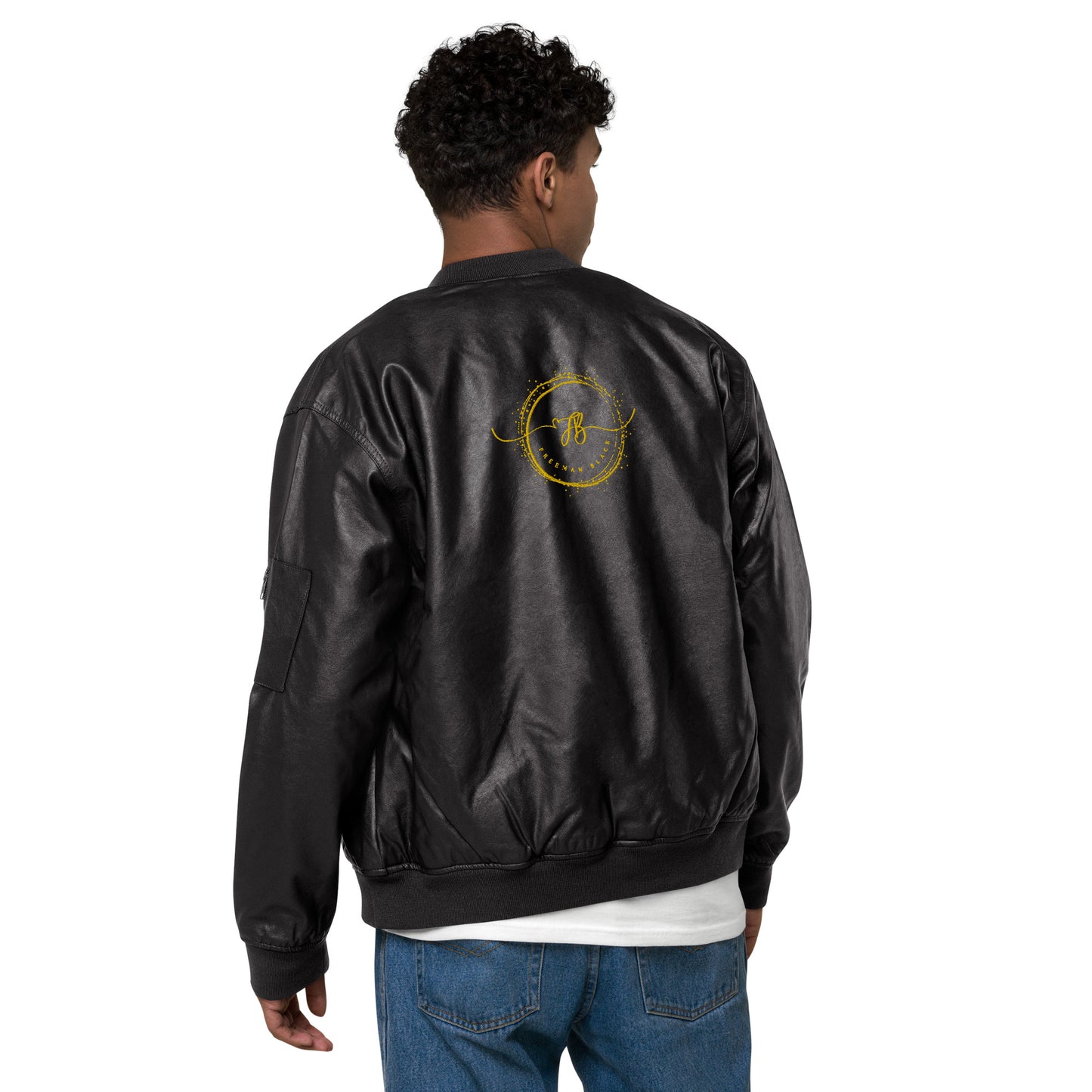 Freeman Black Leather Bomber Jacket