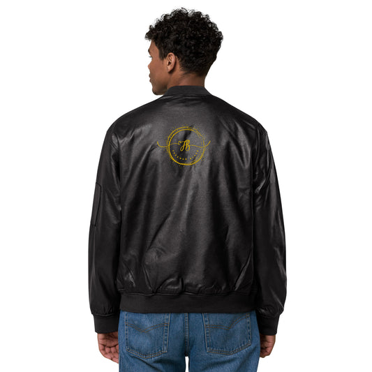 Freeman Black Leather Bomber Jacket