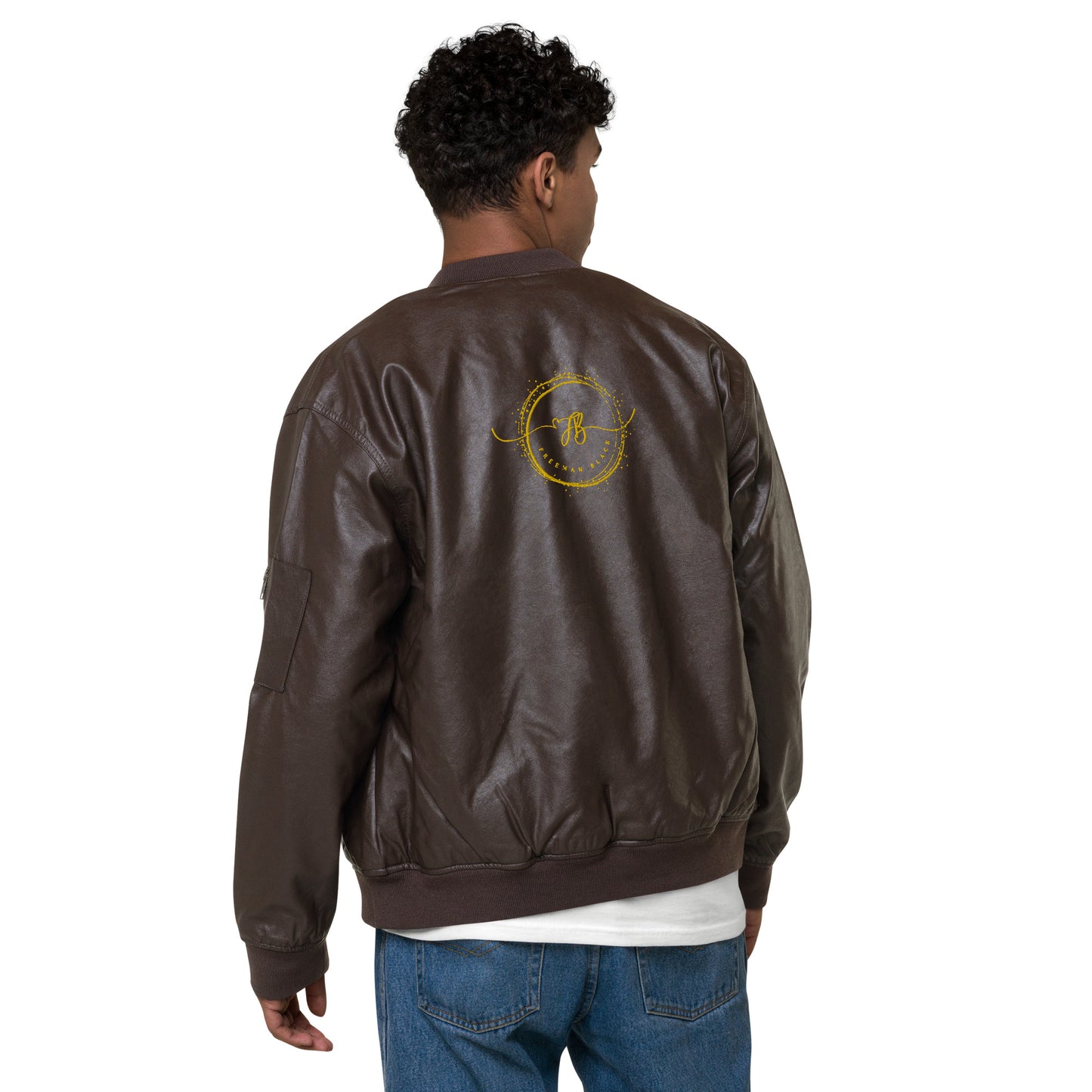 Freeman Black Leather Bomber Jacket