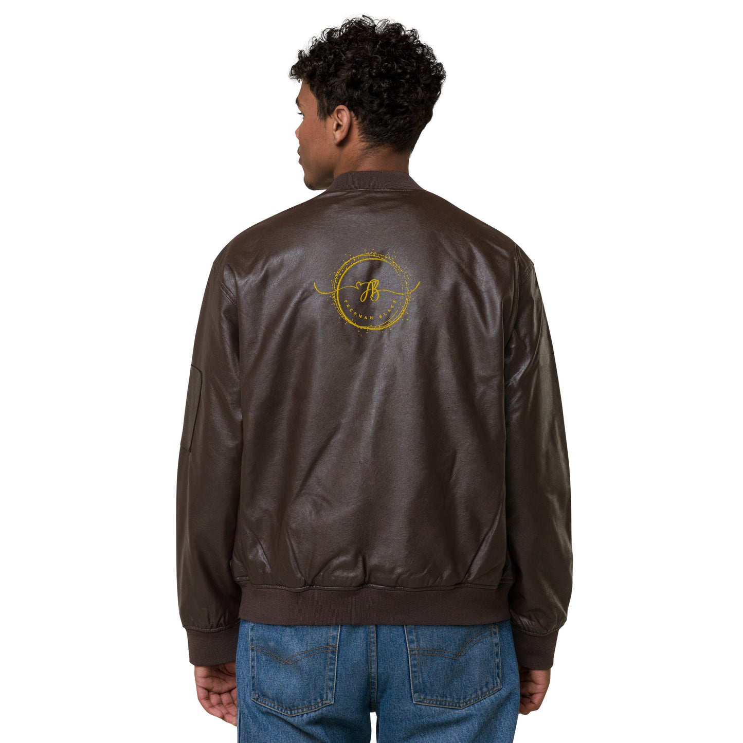 Freeman Black Leather Bomber Jacket