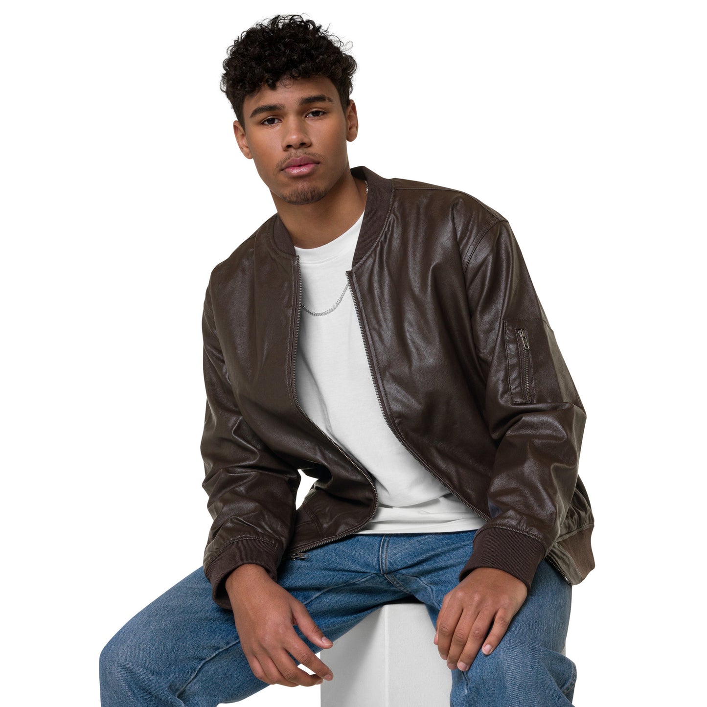 Freeman Black Leather Bomber Jacket