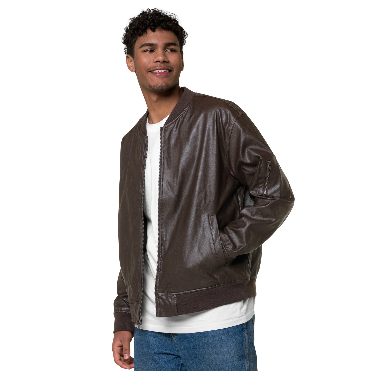 Freeman Black Leather Bomber Jacket