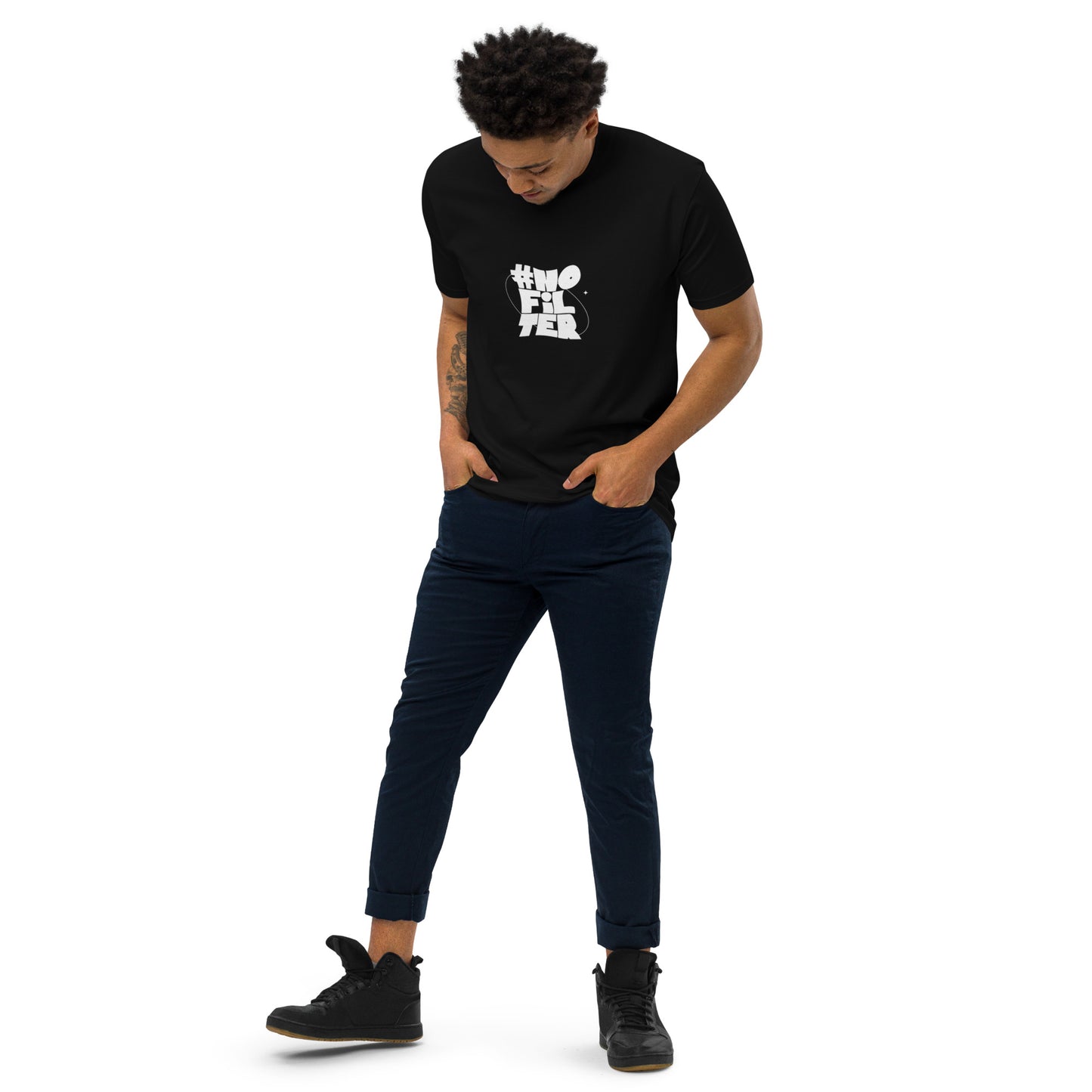 NO FILTER (White) Men’s premium heavyweight tee