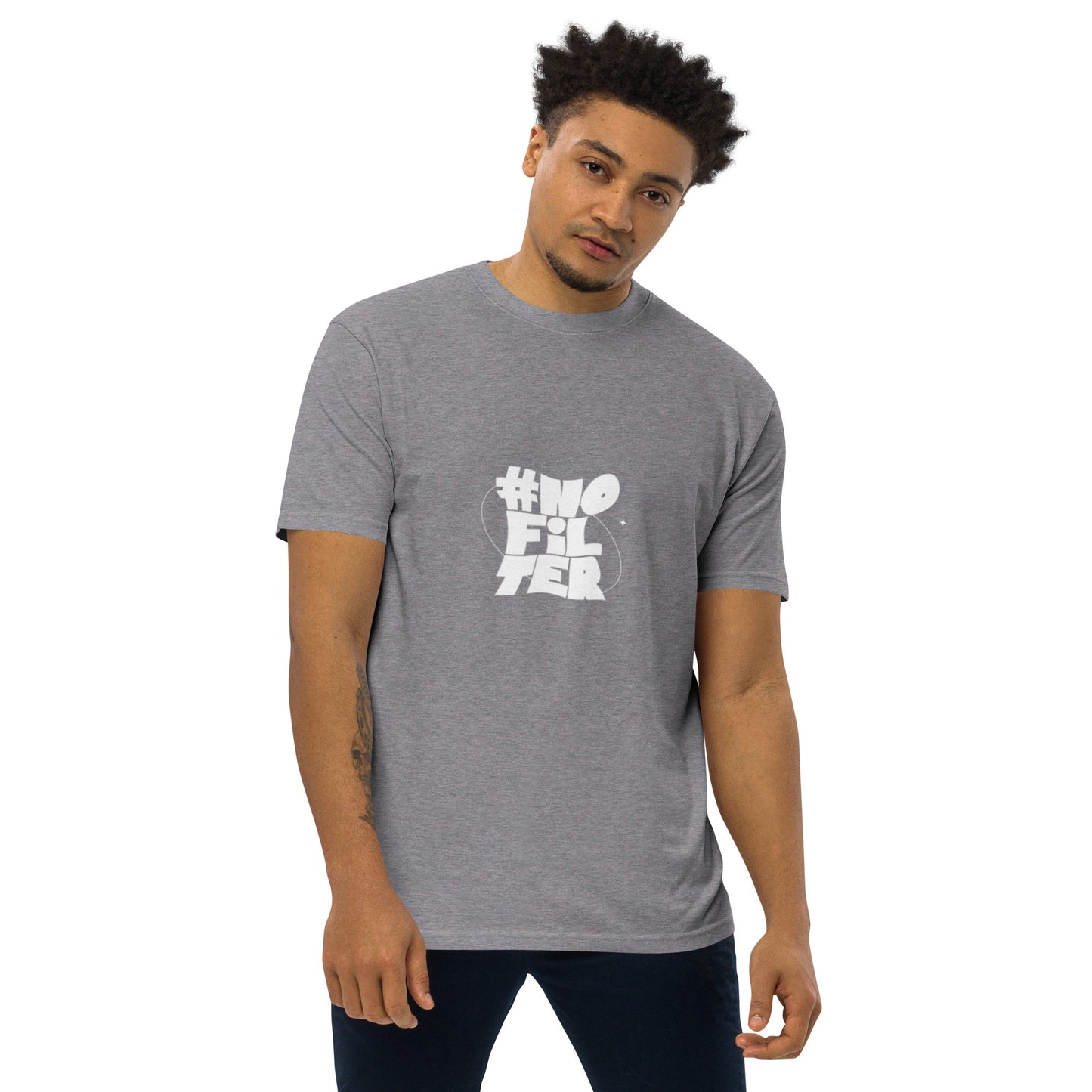 NO FILTER (White) Men’s premium heavyweight tee