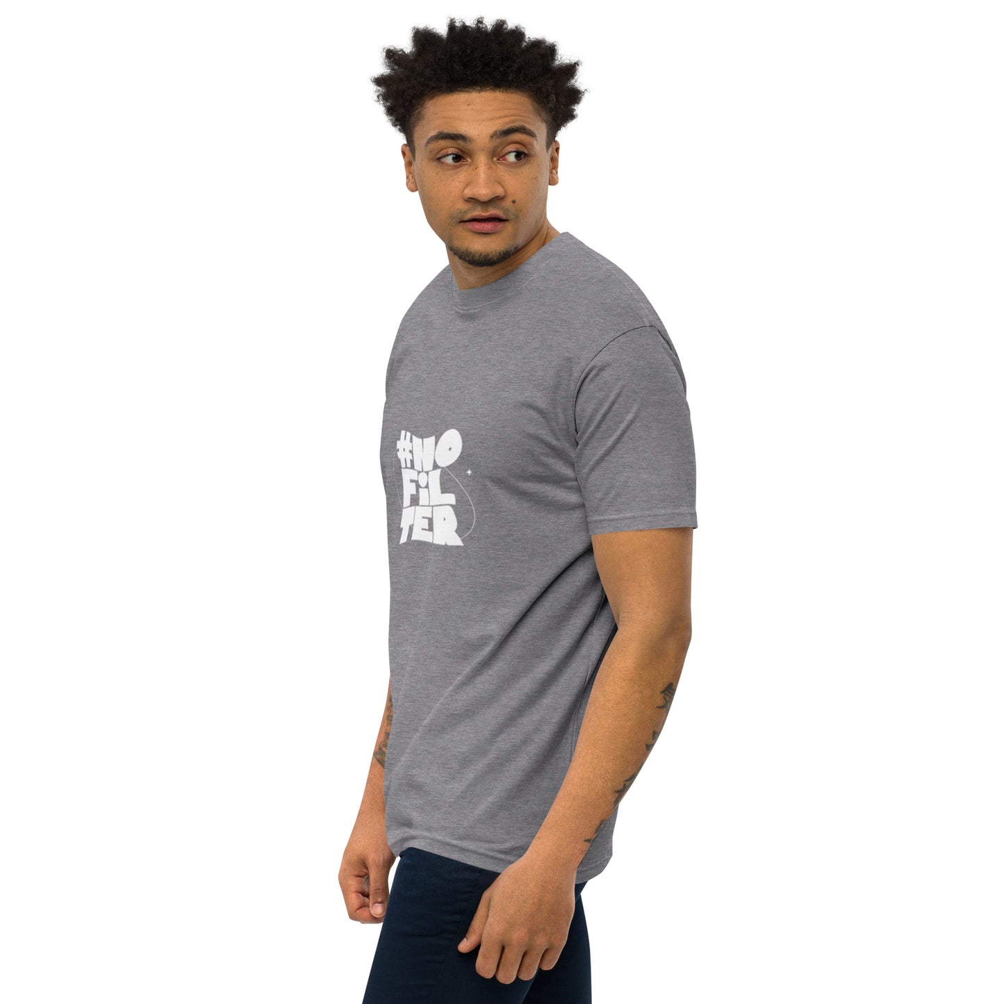 NO FILTER (White) Men’s premium heavyweight tee