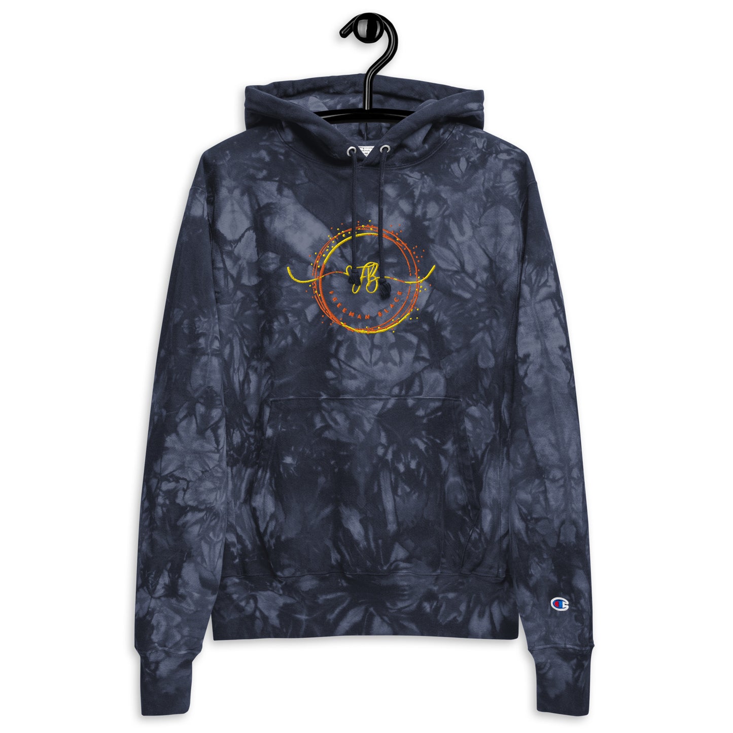 Freeman Black Unisex Champion tie-dye hoodie